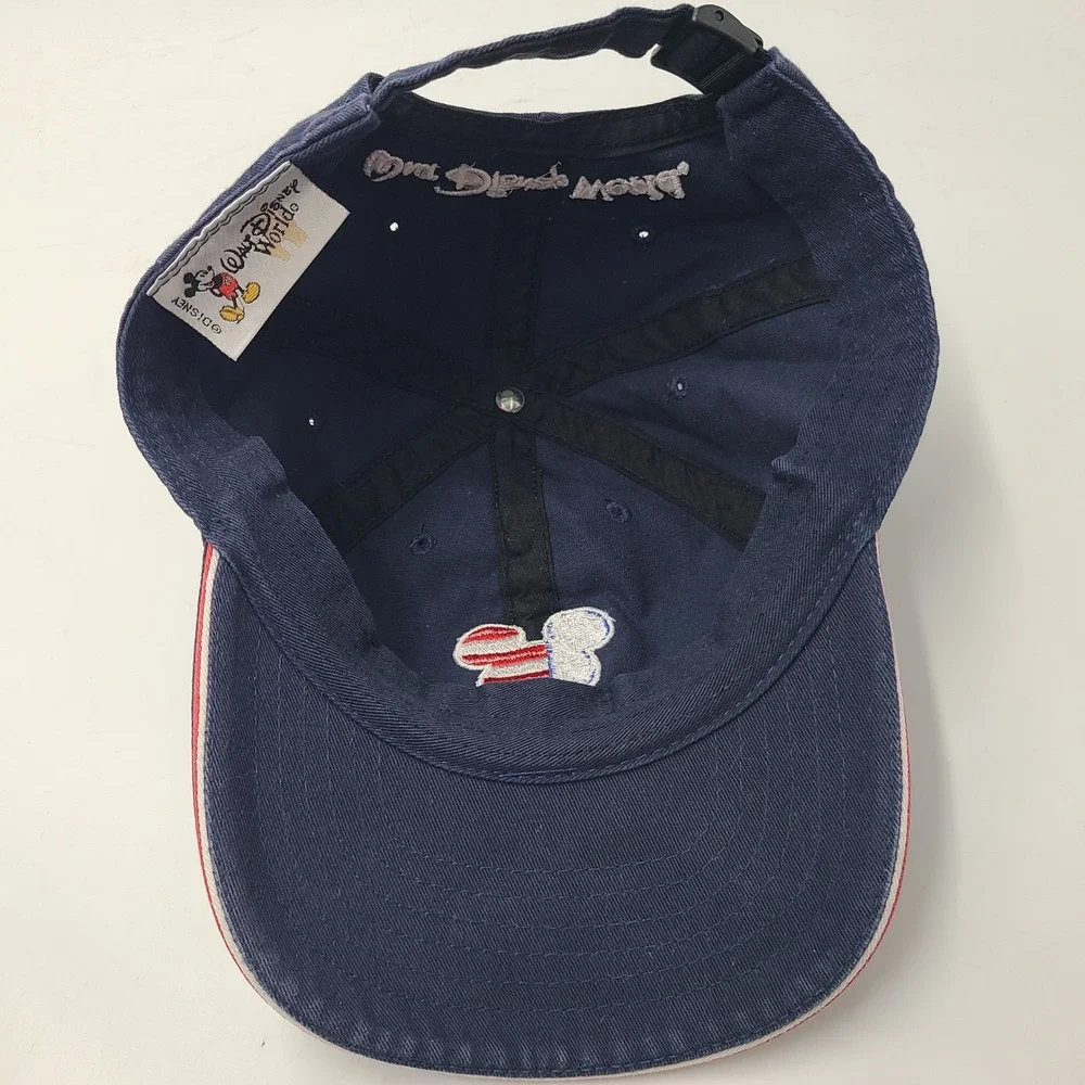 Walt Disney World Hat‎ Strapback Blue Red White Mickey Mouse USA Flag Logo Men